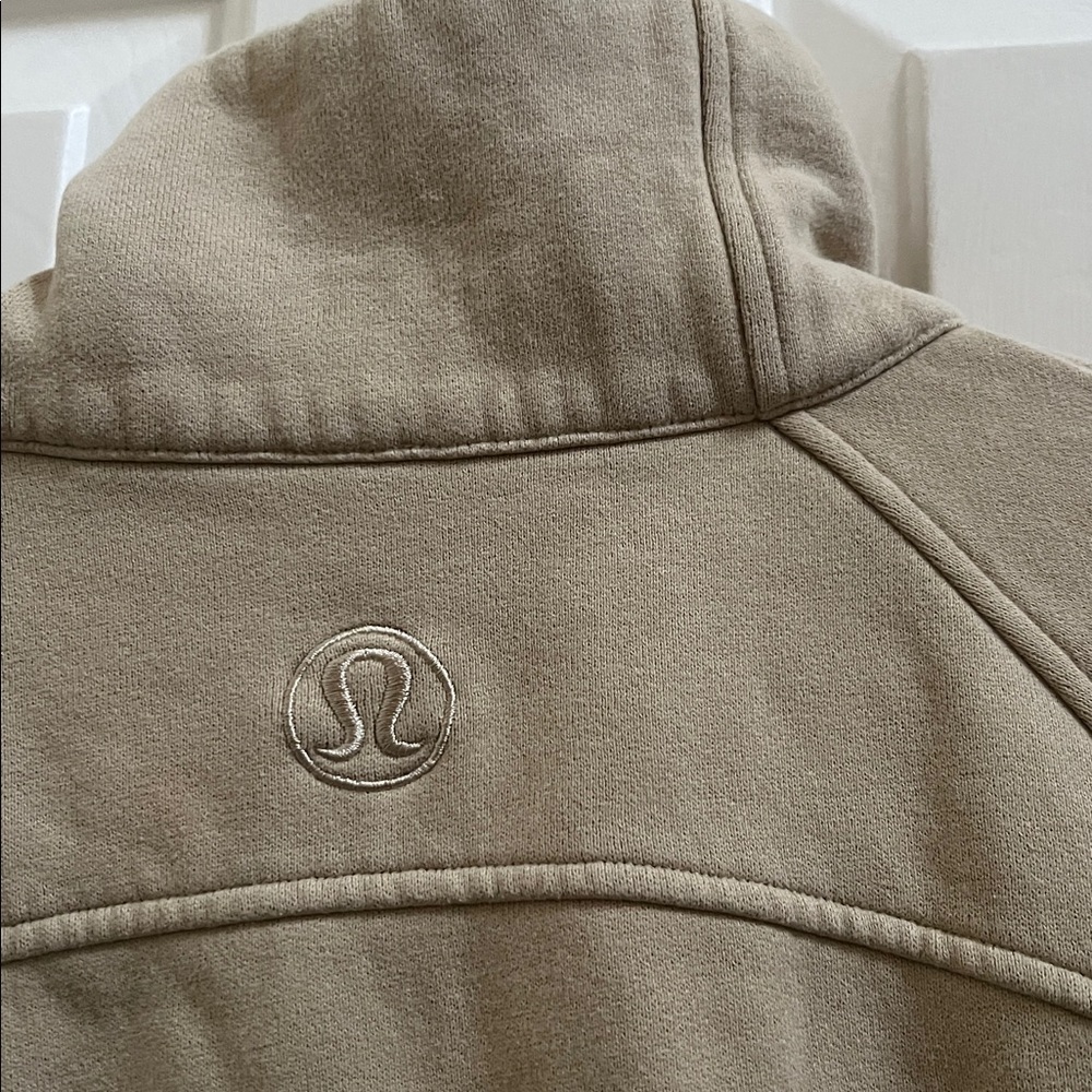 Beige tan Half-Zip Hoodie lululemon size medium large trench - Picture 10 of 11